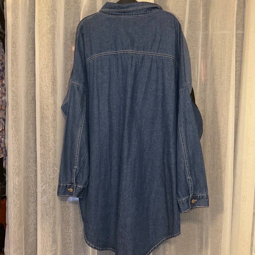 Shein Denim Color-Block Shirt Dress Sz 2XL NWOT Streetwear - Picture 12 of 16